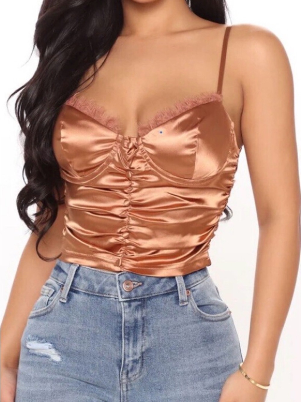 Fashion Nova Snatched In Satin Corset Rushed Top Size M
